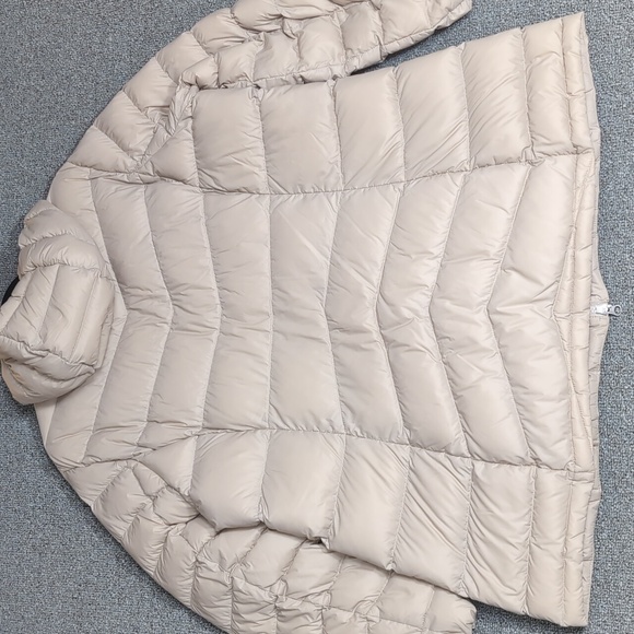 Eddie Bauer Chevron Hooded Down Puffer Parka Size XXL In Tan 'EB650' Down Fill - Picture 9 of 11